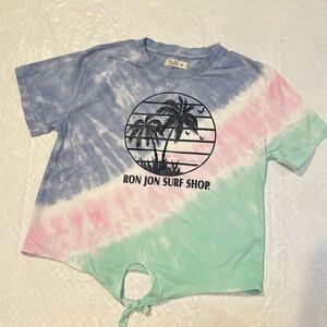 Ron Jon Surf Shop Graphic Tie Dye Tee with Tie Front
